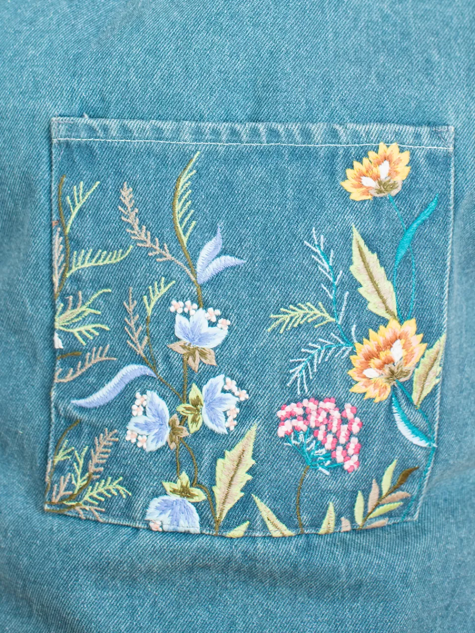 Cottage Embroidered Denim Apron^April Cornell Shop