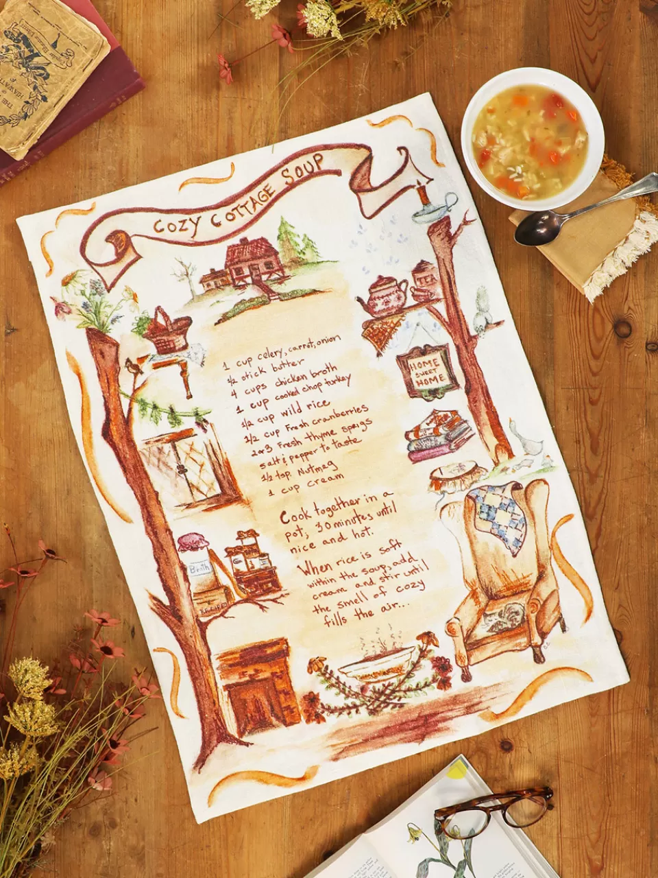 Cozy Cottage Soup Tea Towel^April Cornell Fashion