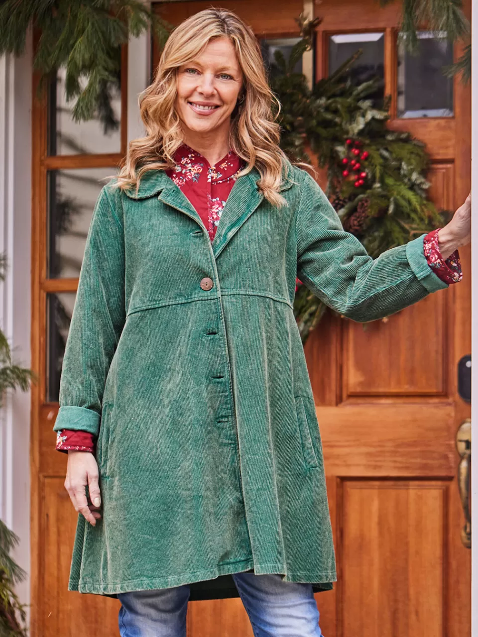 Farmer's Market Corduroy Jacket - Sunwashed Green^April Cornell Fashion